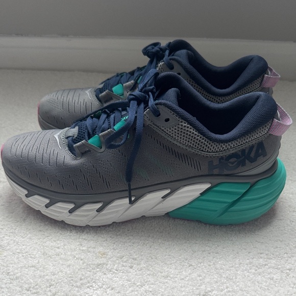 Hoka Shoes - Hoka Gray and Teal Women's Running Shoes
